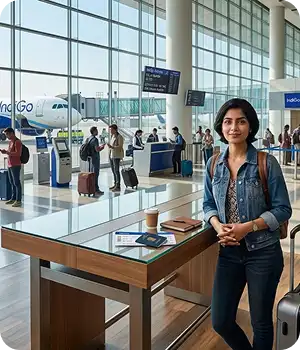 Flight check-in process illustration